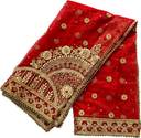 Net Embroidered Red, Multicolor Women Dupatta
