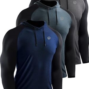 NELEUS Men's Dry Fit Athletic Shirt Workout Running Long Sleeve Shirts with Hoods